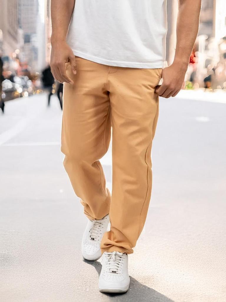 Men's Light Brown Chino Trousers Jigga Wear Chino M