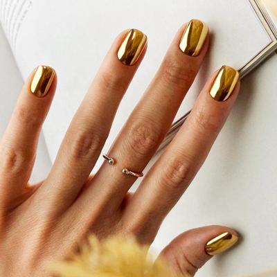 24Pcs/set Press-on Fake Nails Rectangular Mirror Effect Fake Nails Multi Colors Suitable For Ladies And Girls
