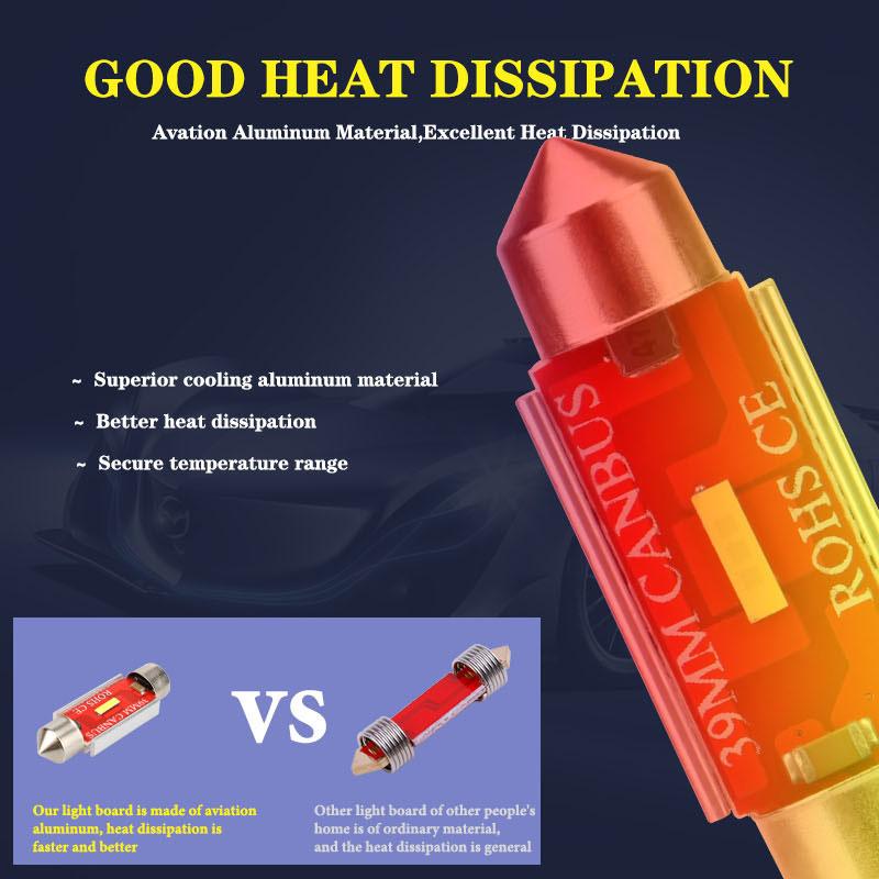 2PCS 12-24V C5W Led Bulb Lamp 1860 CSP 31mm Festoon 36mm 39mm 41mm  License Plate Car Interior Reading Light Dome Light White