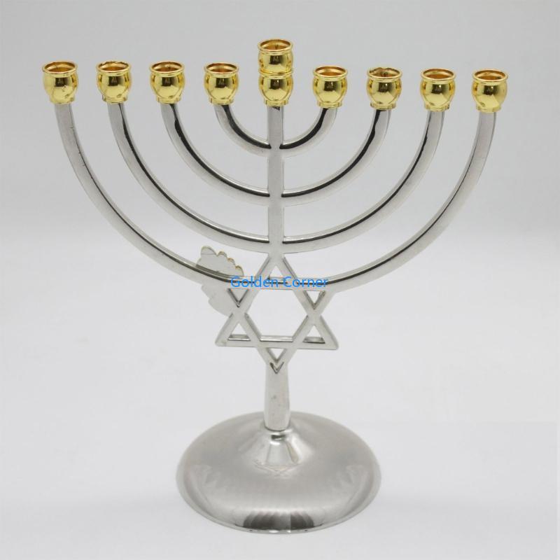 E15D Hanukkah Artistic Stand Decorative Alloy Column 9 Headed Holder