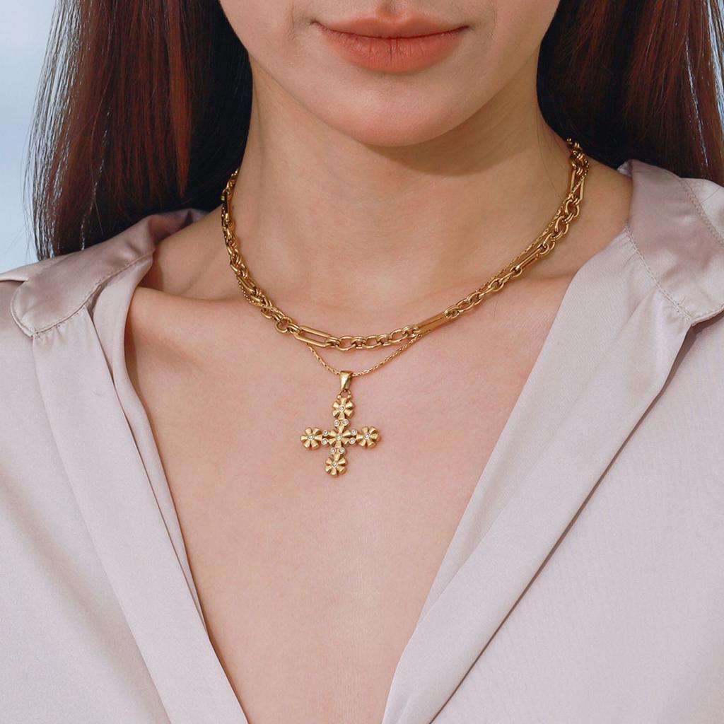 Jiedin European and American Titanium Steel Necklace Accessories Cross Clavicle Chain Jewelry Stainless Steel Jewelry