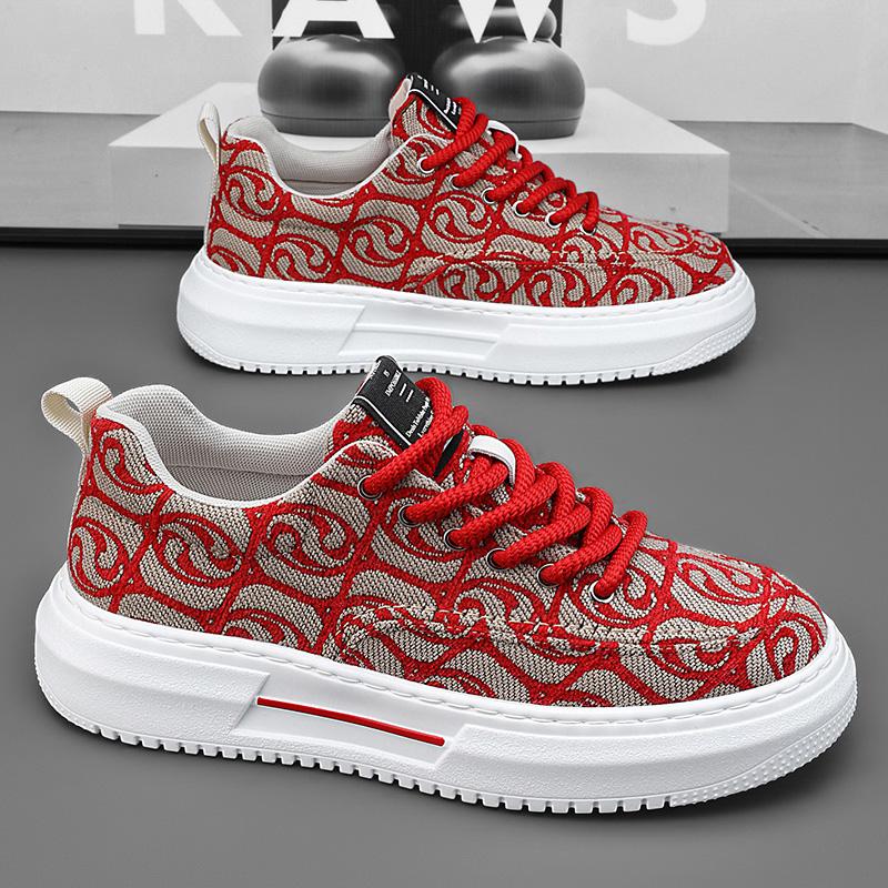 Summer new niche printed canvas casual shoes middle school students platform sports board shoes autumn