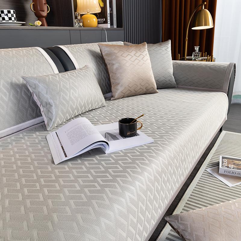Ice Silk Sofa Cushion, Summer Mat, Seat Cushion Non-Slip  New Summer Living Room Leather Sofa Cover Cover Cloth Towel