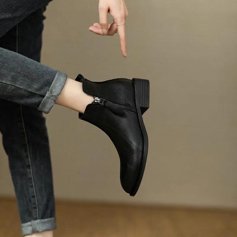 Fashion Female Short Shoes Round Toe Chelsea Work Booties Comfortable and Elegant New Rock On Offer Designer Luxury Women's Ankle Boots