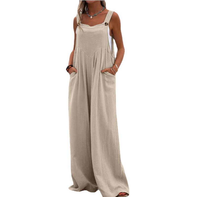 

Летний женский комбинезон без рукавов, свободный повседневный комбинезон с широкими пуговицами, модный комбинезон в этническом стиле 3XL