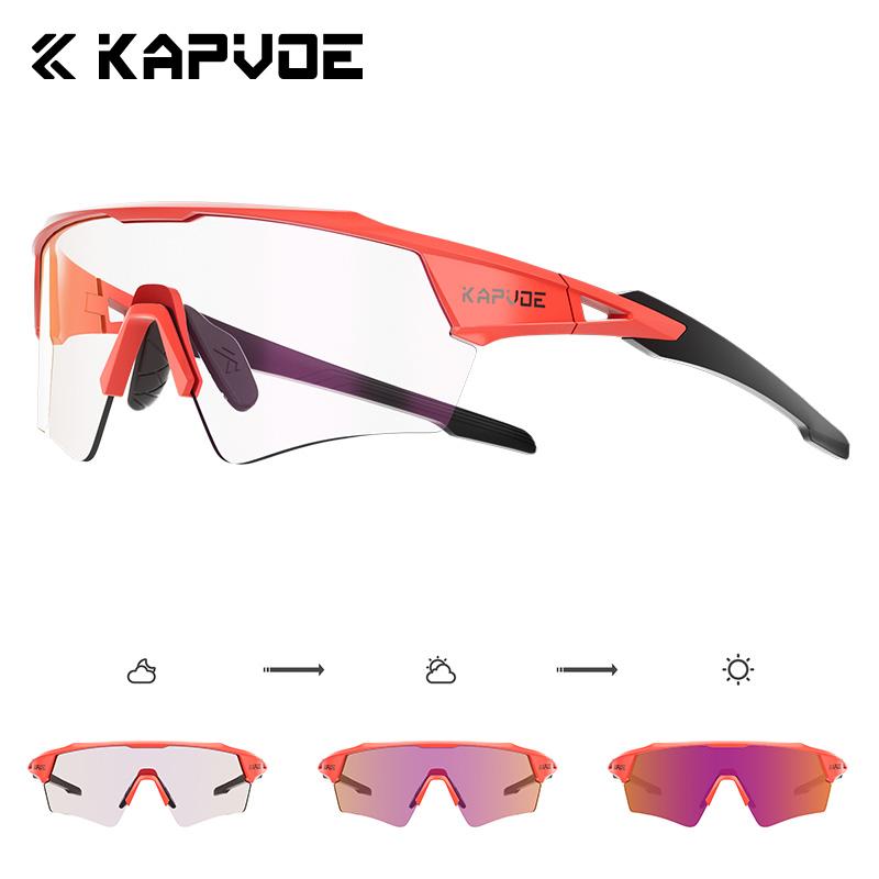 Kapvoe Hiking Eyewear Cycling Glasses UV400 Photochromic Sunglasses for Men Women Bike MTB Outdoor Riding Driving Running