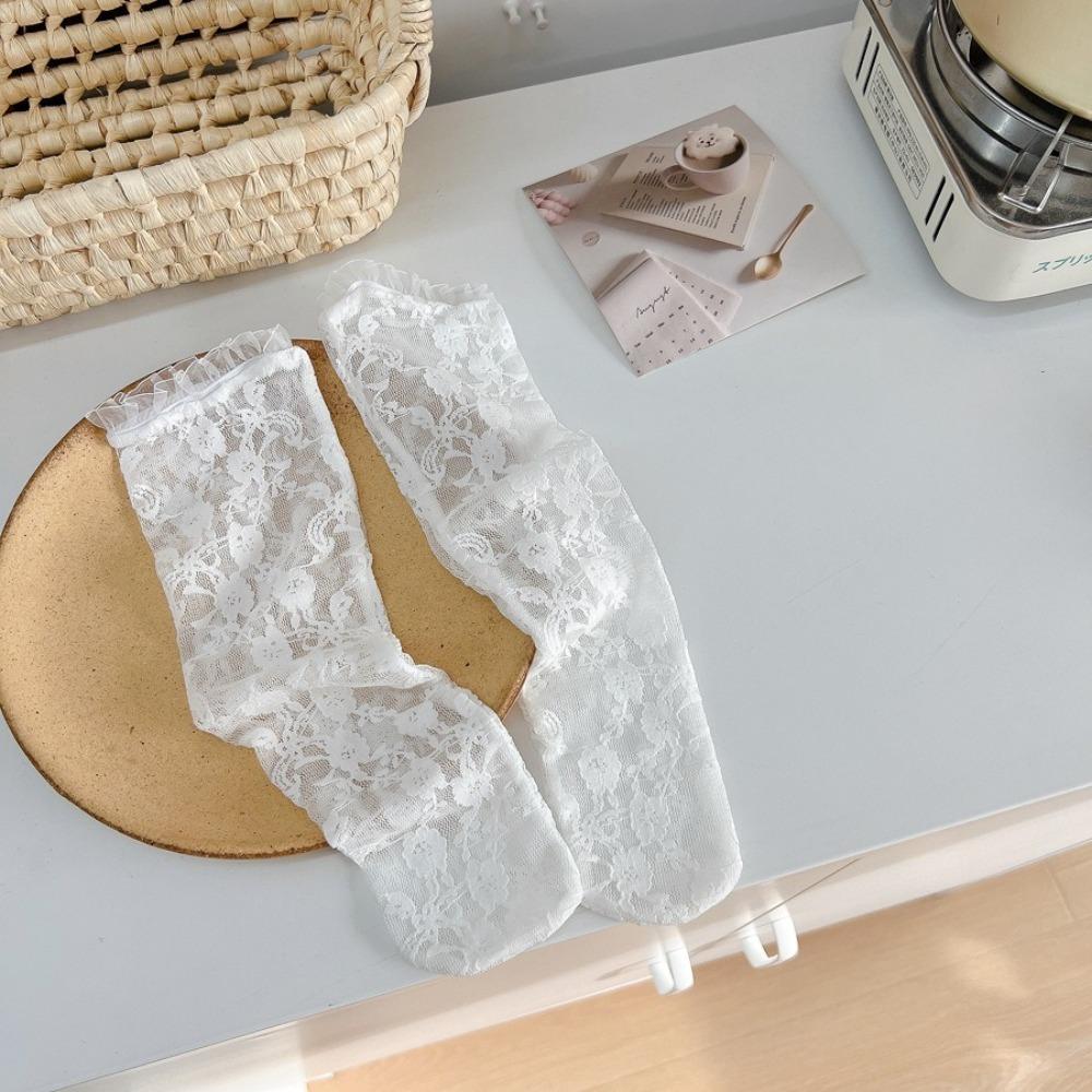 

Lace Baby Girls Socks Nylon Hollow Out Socks Baby Dress Lace Mesh Socks Summer White 4-6 Years