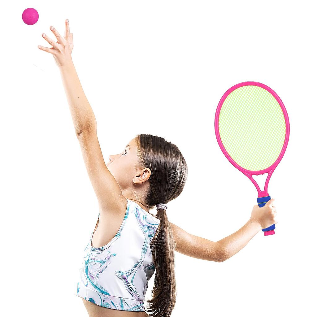 LIOOBO Tennisschläger Kunststoffschläger für Beinhaltet Tennisschläger und Ball Zufälliges Set, Kinder, Leichtgewicht, Eltern-Kind-Spiel, (Netzschläger, Farbe)
