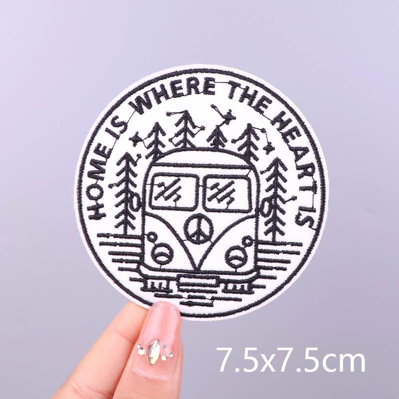 Wilderness Patch Mountain Patches Iron On Clothes River Embroidered Patches For Clothing Stripe Stickers On Clothes Hook Loop