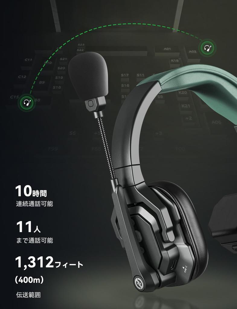 Hollyland Solidcom SE Wireless Wireless Intercom Headset System with ENC Noise Water and Wind Earphone 400m Transmission Up to 11 Suitable for Small