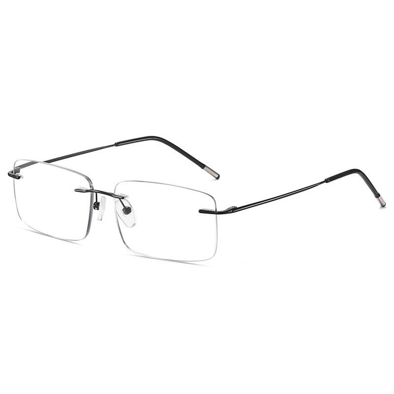 

Men Business Progressive Multifocal Reading Glasses Women Rectangle Rimless Anti Blue Light Eyewear Elderly Presbyopic Glasses +400