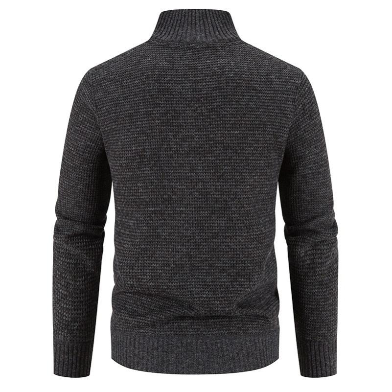 Autumn and Winter Men's Stand-up Collar Plus Velvet Thick Cardigan Sweater Men's Outer Wear Large Size Color Matching Warm Sweater Jacket