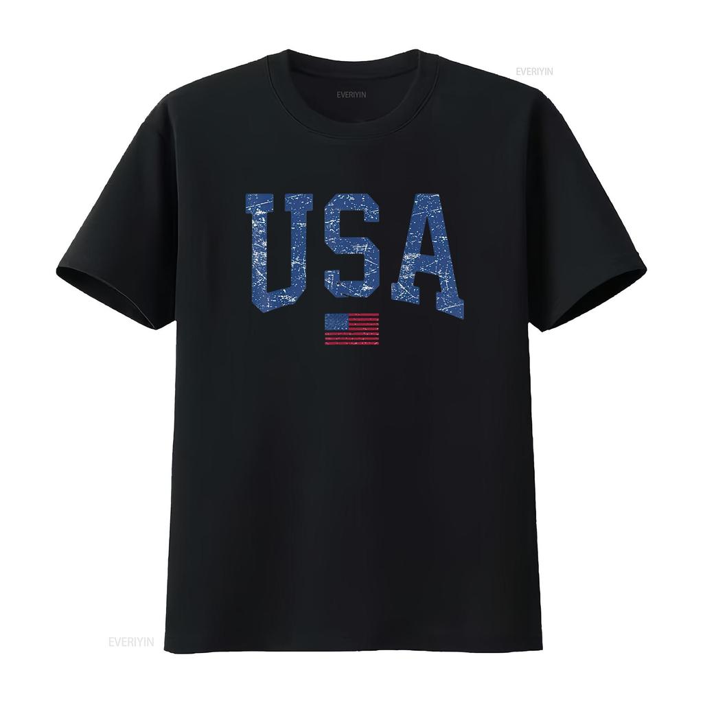USA T Shirt Women Patriotic American Flag Distressed Vintage Washed Designer Clothes Streetwear Graphic Fashion Casual Stylish