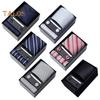 6Pcs/Set Tie Pocket Square Cufflinks Set Gift Box Masculine Charm Faux Silk Fabric Bright Colors Business Tie Men Accessories Gift Set