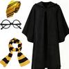 Halloween Cosplay Magic Adult and Child Costume and Wand Costume Cultural Academy Travel Exhibition Yi-gog Robe, Robe, Robe, Glasses, Tie, 5-Piece