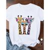 European Size Cartoon Giraffes with Sunglasses Women's Plus Size Sports Short Sleeve T-Shirt