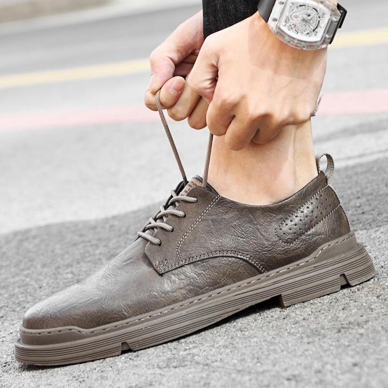 Fashion Classic Retro Men Sneakers Top Soft Sole Oxfords British Style Mens Genuine Leather Driving Shoes Business Formal Leather Shoes