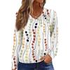 Women's Casual Fashion V-Neck Raglan Pleated Plaid Print Long Sleeve Top