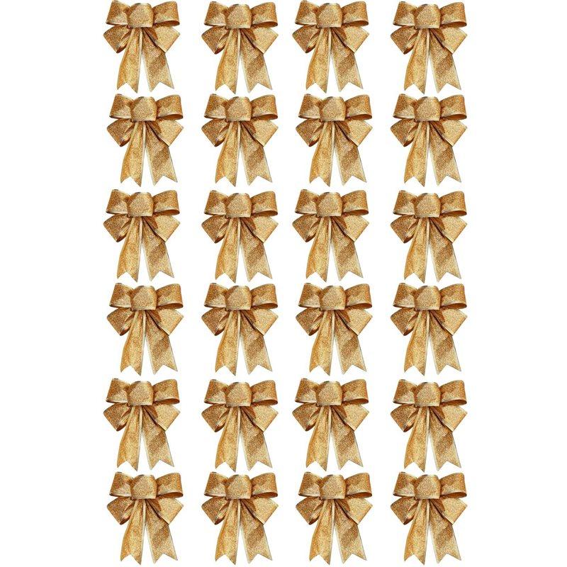 B-Est 60PCS Christmas Tree Decoration Bows Ribbon Gold 25 X 21Cm Xmas Ornaments золотистый