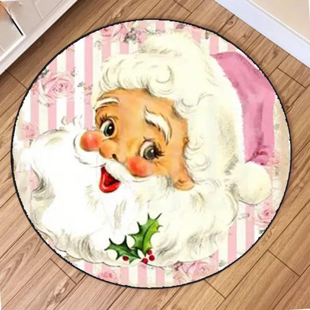 

Винтажный Рождественский Коврик с Санта-Клаусом Ковер Матрас для Гостиной Домашний Декор с Конфетой-Тростью Снежинкой Листом Падуба Розовый 40X40CM