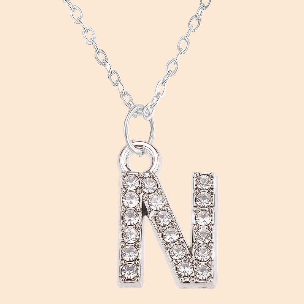 Shining Zircon A-Z Letter Pendant Necklace 26 Initial Alphabet Clavicle Chain For Women Valentine's Day Party Jewelry Gift