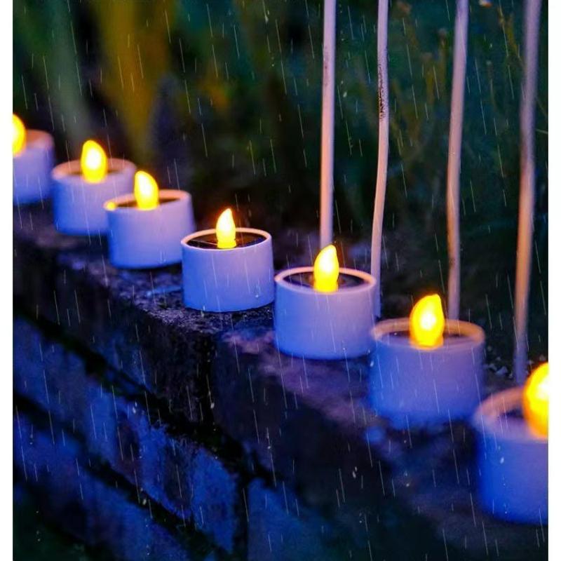 6Pcs Solar LED Candle Lamp Outdoor Waterproof Night Lights Garden Decoration Balcony Decor Halloween Candle Lamp Garden Lights