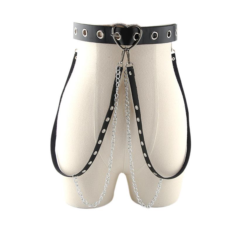 Harajuku Dark Girl Punk Goth Style Love Buckle Belt Decoration Jk Waist Chain Strap Cool