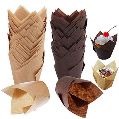 50 Stück Tulpen Muffin Cupcake Papierförmchen Ölfest Cupcakes Einlage Backen Muffinbox Cupcake Dekorationswerkzeuge Muffin Wraps