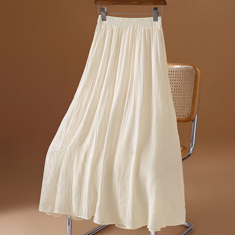 Women s Elastic Waist Pleated A-Line Midi Skirt XXL