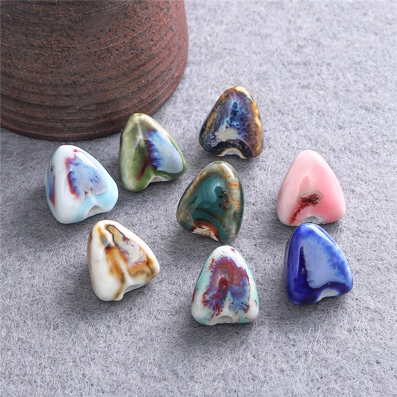 

5 шт. 14 мм керамические фарфоровые бусины ручной работы треугольной геометрической формы для изготовления ювелирных изделий своими руками