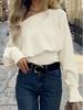 Dames Sexy Off-the-Shoulder Figuurcorrigerende Gebreide Trui – Veelzijdige Effen Kleur Cold Shoulder Top
