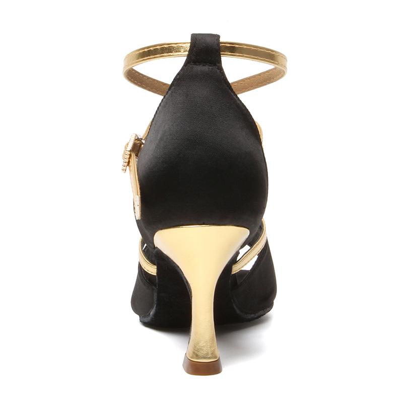 Latin Dance Shoes  Satin Sandal Ladies Latin Dancing Shoes Pro Soft Sole High Heels Comfortable Stable