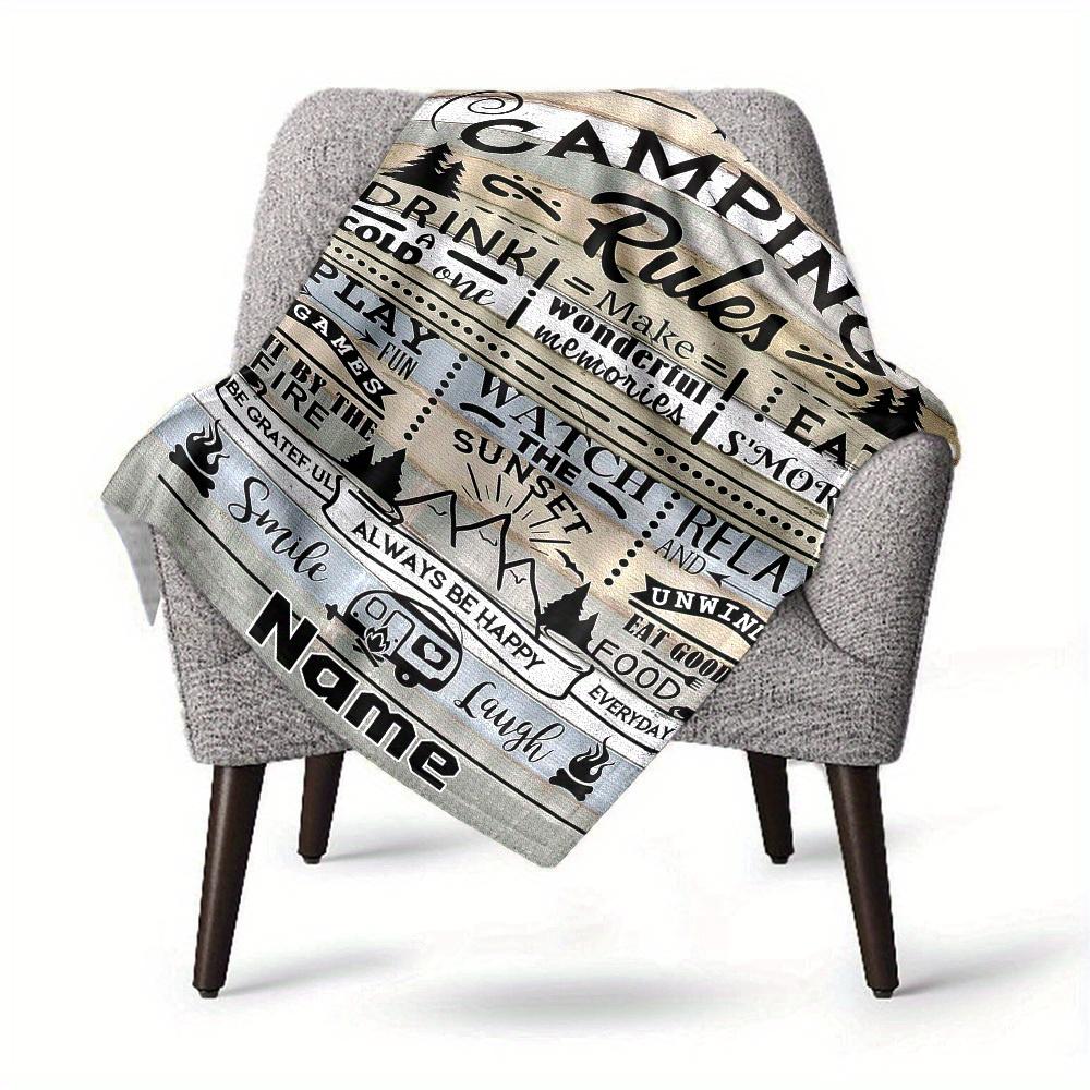 Camping Rules Home Customize Your Name Blankets Comfortable Soft Lightweight Allseason Multipurpose Blanket For Picnics Sofas Offices Beds Living