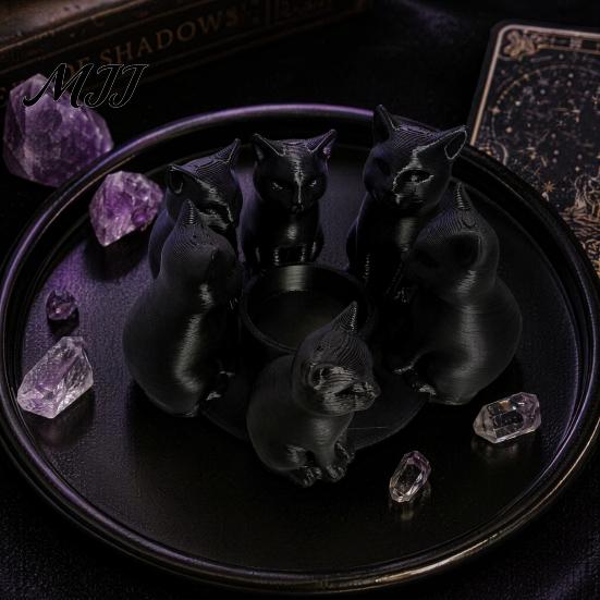 Small Cat Sculpture For Desk 3D Printed Candle Holder, Matte Sanding Aesthetic Desktop Decor, Integrated Bay Window Ornament Smooth Curved Sculpture,