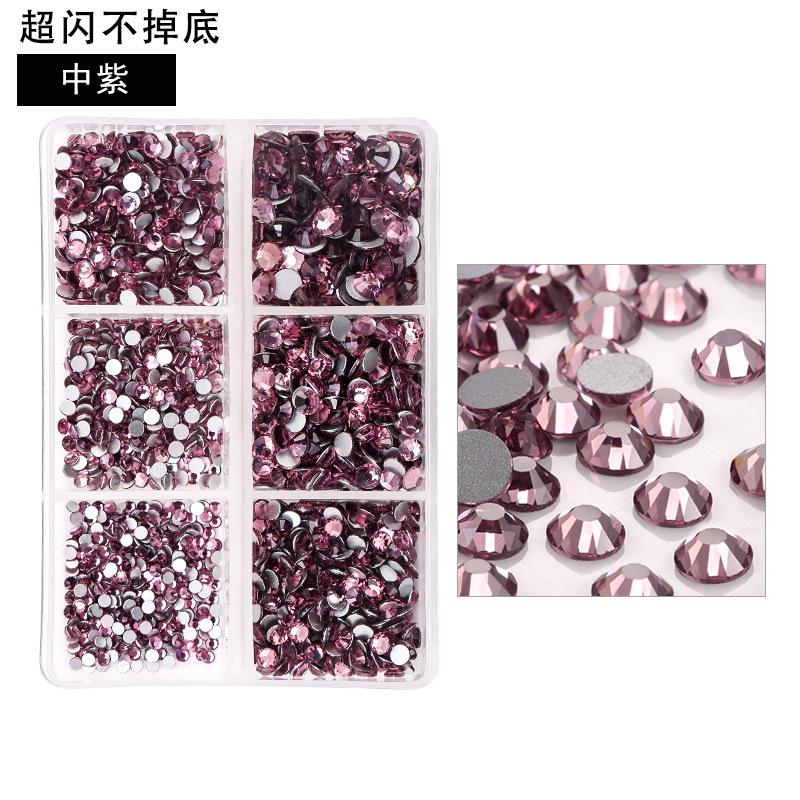 6-Grid Nail Art Diamond Box Ss6-Ss20 Large-Capacity Flat-Bottomed Rhinestone Set Diy Nail Jewelry Sticker Drill 1560 Pcs