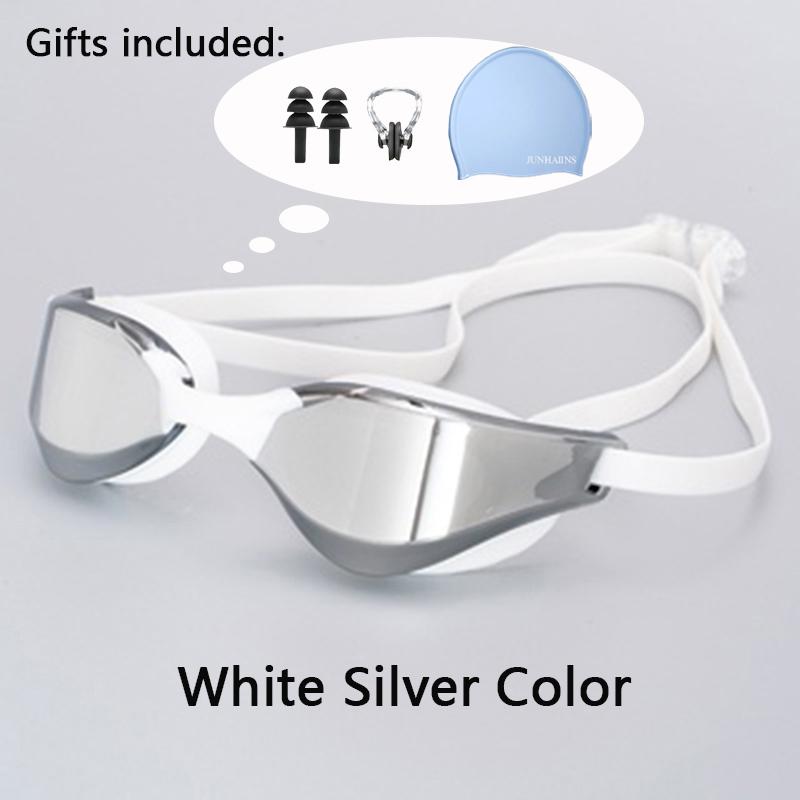 Meslek Yarış Yüzme Gözlüğü Kaplama Su Geçirmez UV Koruması Yarışma Buğu Önleyici Gözlükler Açık Hava Maç Gözlükleri