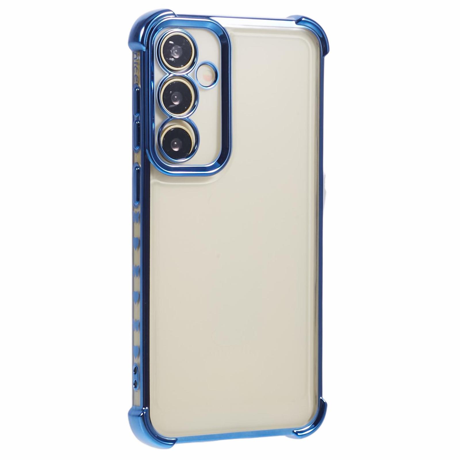 

For Samsung Galaxy A54 5G Phone Case Heart Pattern Edge Electroplating TPU Phone Back Cover Blue