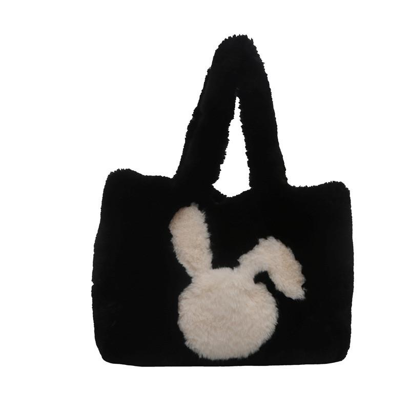 Adorable Plush Rabbit Tote Bag For Women Stylish Winter Large Capacity Bag Shoulder