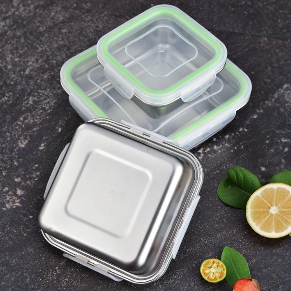 304 Stainless Steel Square Fresh-keeping Box Leak-proof Food Storage Container  Preparing Meals