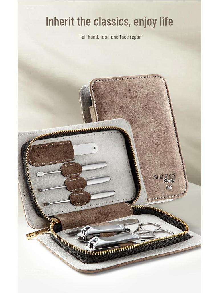 8-Piece Stainless Steel Manicure Kit with Logo Printing: Nail Clippers, Scissors, and Gift-Ready Tools