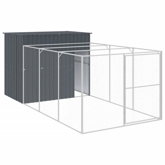 VidaXL Dog Niche with Anthracite Courtyard 214x457x181 Cm, Dog Cage, Dog Shelter, Animal House, Cages 3189120