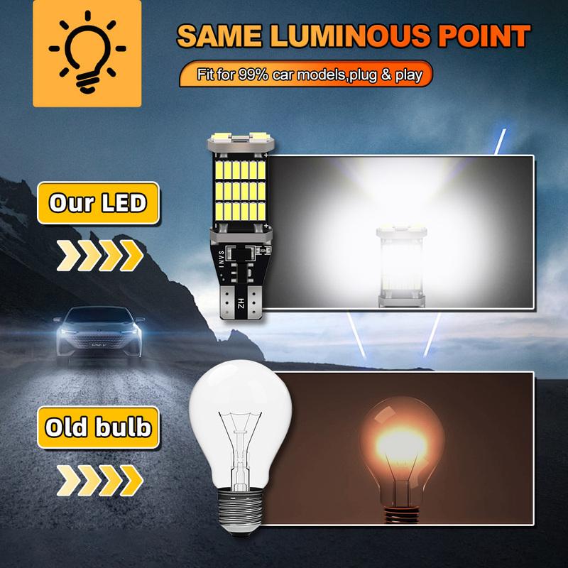 2PCS T15 W16W Canbus Car LED Reverse Light 6000K CSP Chips For Jeep Patriot 2007-2014 2015 2016 2017 Backup Lamp Plug and Play