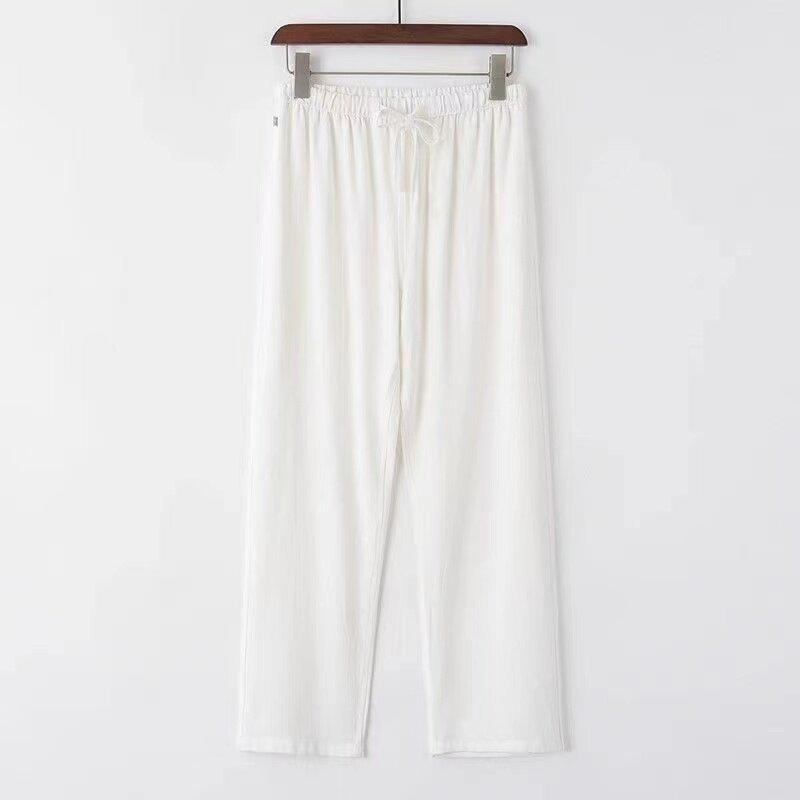 

Chinese Style Cotton and Linen Summer Men s Thin Casual Pants Straight All-match Solid Color Loose Trousers Pants M белый