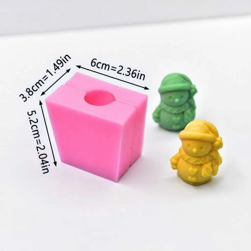 1 pc Cute mini Christmas snowman silicone mold, plaster silicone mold, suitable for Christmas holiday decoration