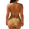 Sequin Bikini Set for Women Neck Adjustable Tie Back Two Piece Swimsuit with Side Tie Bottoms Beachwear