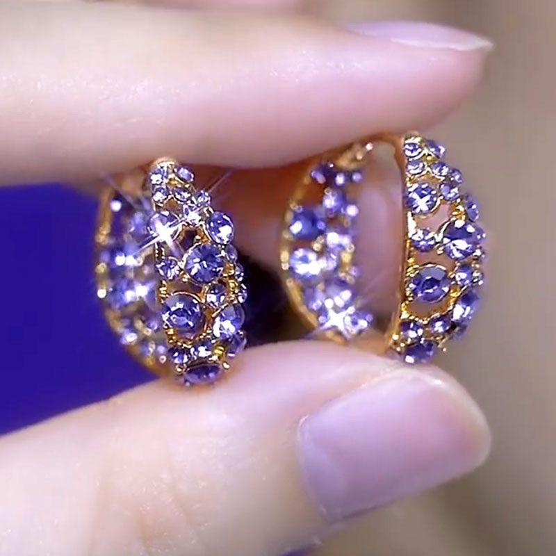

2024 Trendy Full Diamond Purple Circle Earrings – Exquisite, Versatile Design for Women