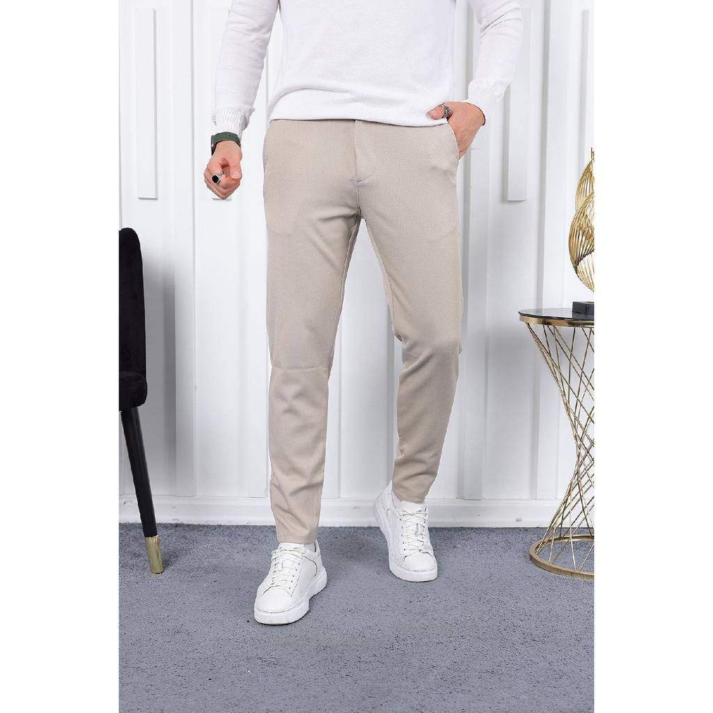 Seasonal Black Slim Fit Lycra Fabric Trousers