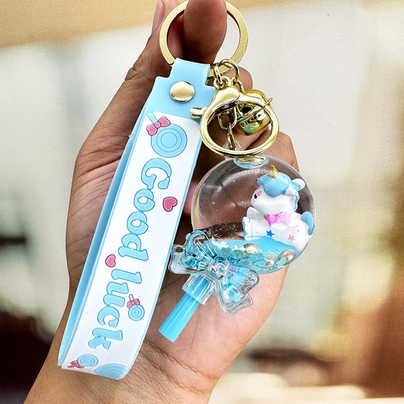 Quicksand Bottle Keychain Pendant, Exquisite Female Keychain, Lollipop, Unicorn Student Couple, Cute Schoolbag Pendant.