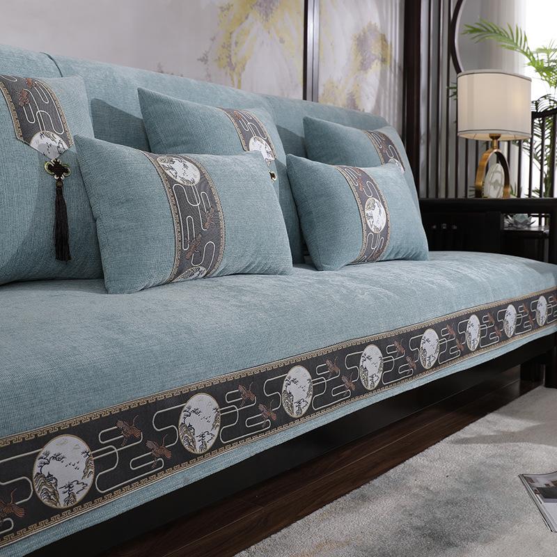 Chinese Solid Wood Sofa Cushion Slipcover for Living Room, Seat Cover, Corner Sofa Towel, Couch Cover, Furniture Slipcover