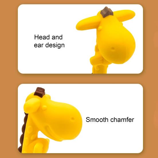yangyizhi Baby Giraffe Teether, Silicone Chewing Toy for Soothing Gums, Anti-Choking Guard, Food Grade BPA-free Teething Relief Infants